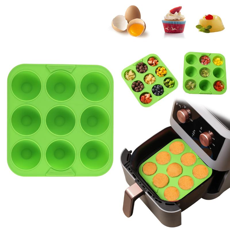 Multiuse Silicone Baking Tools, 1Pcs 9 Holes Square Non-Stick Muffin Cupcake Pan, Also for Soap, Chocolate
