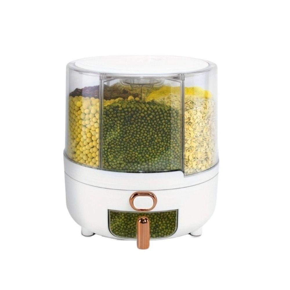 6/10KG Cereal Container 360° Rotating Food Storage Box Portable Grain Storage Dispenser Household