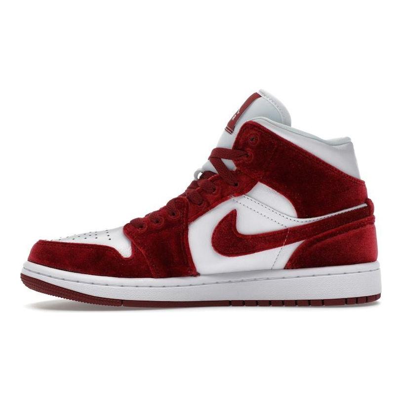 Dámské tenisky Air Jordan 1 Mid Red Velvet Bílá Černá Týmově červená FZ3334-100