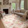 Living Room Carpet Large Size Bedroom Bedside Floor Mat Machine Washable Carpets Spring Flowers Plant Retro Home Decoration Rug