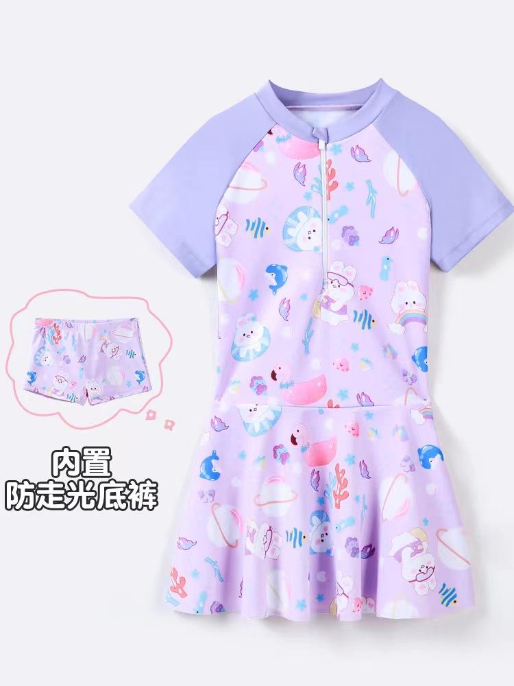 

Цельный купальник для мальчиков с полным принтом Детский купальник L светло-фиолетовый