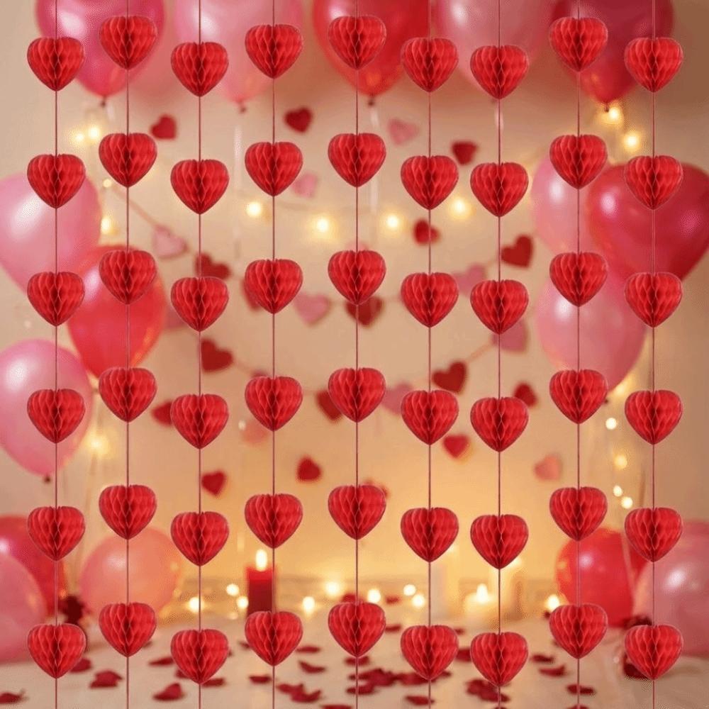 1.5m Heart Honeycomb Ball String Stereoscopic Valentines Day Decoration Lantern  Bridal Shower