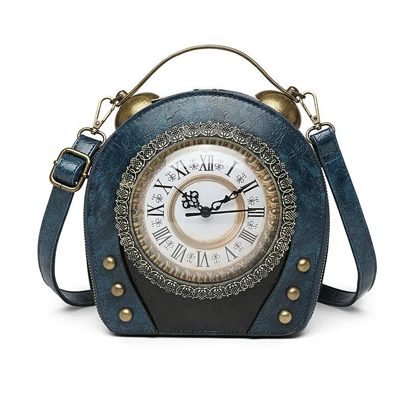 

Luxury Designer Round Clock-shaped Women s Handbag High Quality Shoulder Bags Funny Women s Purses Evening Bag синий