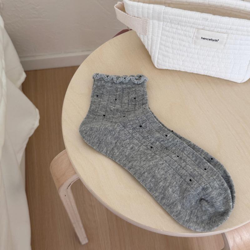 Summer Polka Dot Lace Short Socks, Sweet Socks, Women's Thin Breathable Boneless Socks