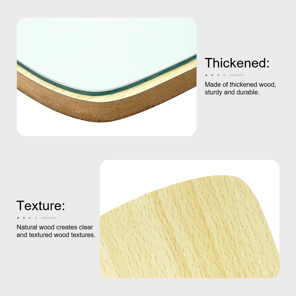 Wooden Fiber Handheld Square Mirror Barber Shop Portable Handle Mirror High Definition European Style Wooden Mirror For Women