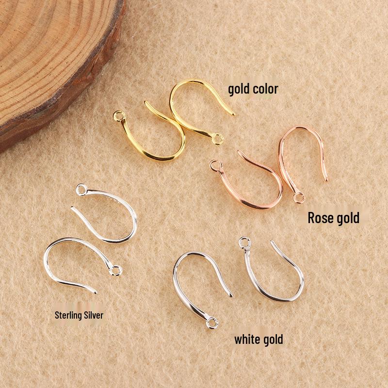 Tingxiang DIY S925 Sterling Silver Smooth Wide Earring Hooks for Handmade Jewelry.