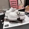 2025 spring baotou half slippers women's new muffin heightened thick sole outer wear retro belt buckle slippers