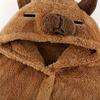 Cartoon Capybara Long Pajama Set - Warm Coral Fleece Robe for Winter Loungewear
