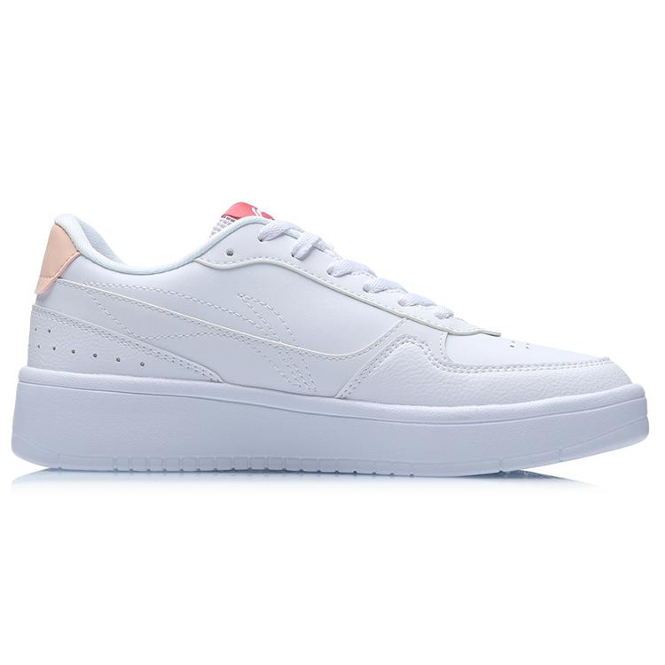 New LiNing Slip Resistant Breathable Lightweight Balance Wear Resistant Low Top Skateboard Shoes Women's White Apricot Red AGCR198-2