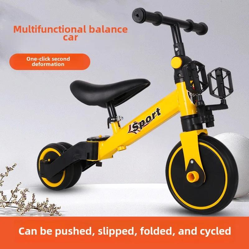 Safety Children's Scooters Portable Non-slip 3 Wheel Balance Bikes for Kids Aged 1-3 Lightweight Pedal Bicycles with Push Handle