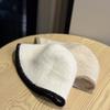 Korean Style Dongdaemun Fisherman Hat for Women In Winter Versatile Face Showing Small Furry Bucket Hat Thickened Plush Warm Basin Hat