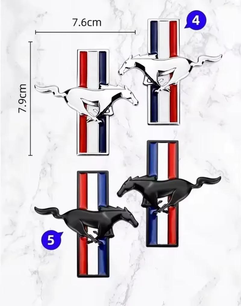 Car 3D Metal Badges Fender Side Stickers Running Horse Styling