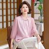Stylish Chiffon Mid-Sleeve Top for Middle-Aged Women - Lightweight Summer Wear
