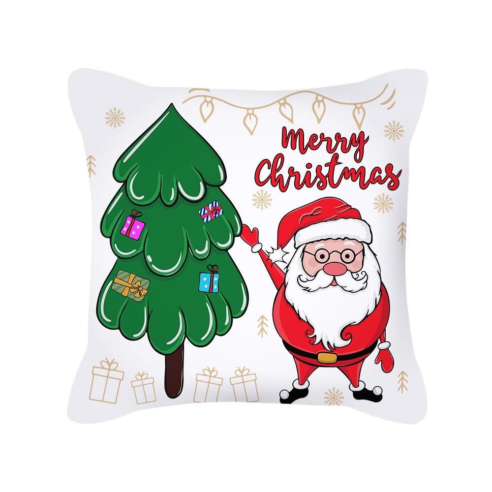 Nordic Style Christmas Pillow Cover Peach Skin Cartoon Santa Claus Office Sofa Cushion Cover Home