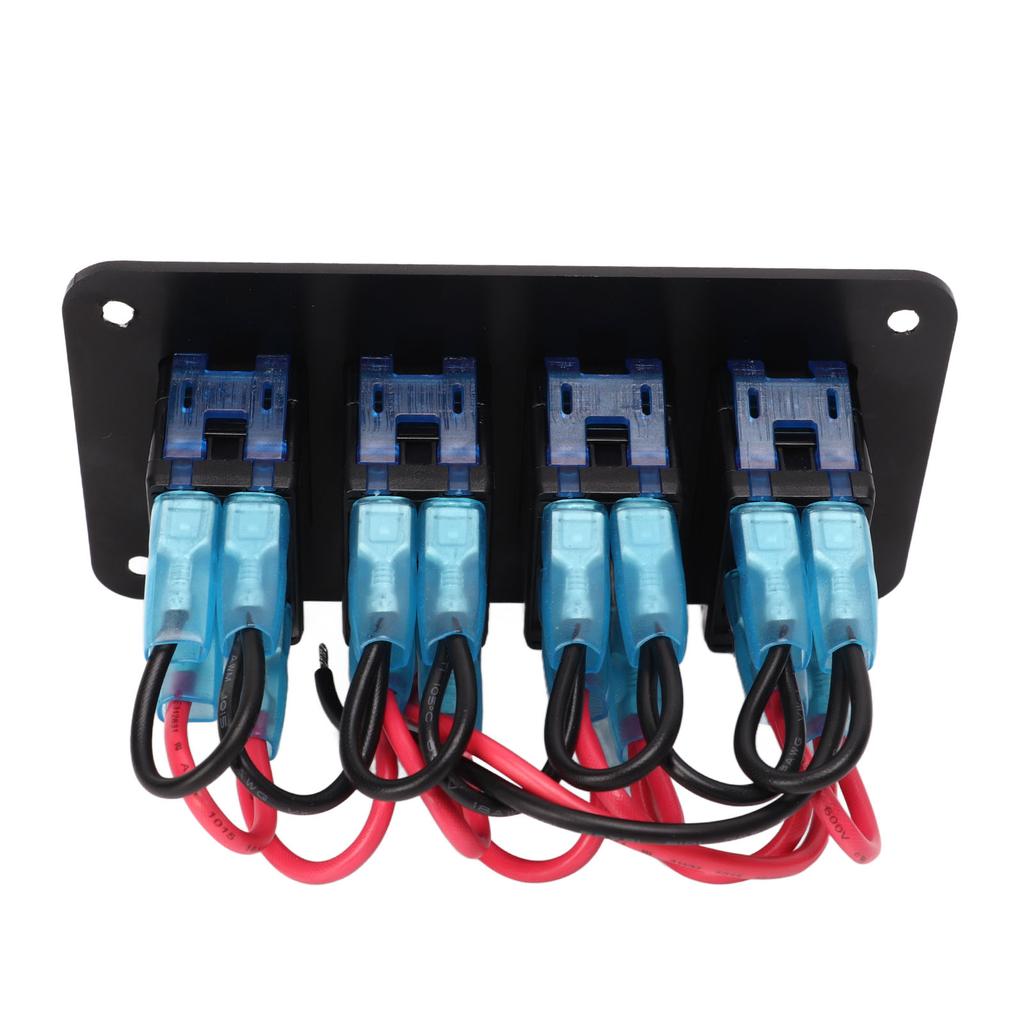 4 Gang Rocker Switch Panel Aluminum Alloy DC12V‑24V Pre Wired On Off Toggle Switch for Car RV Motorcycle Bus Trailer UTV