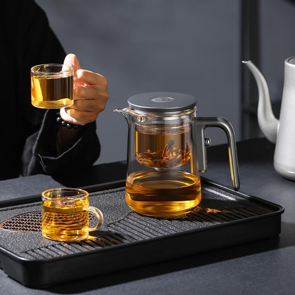 Wassertrennungs-Glastheekanne 600ml Transparent Magnetische Glas-Teekanne mit Sieb und Deckel