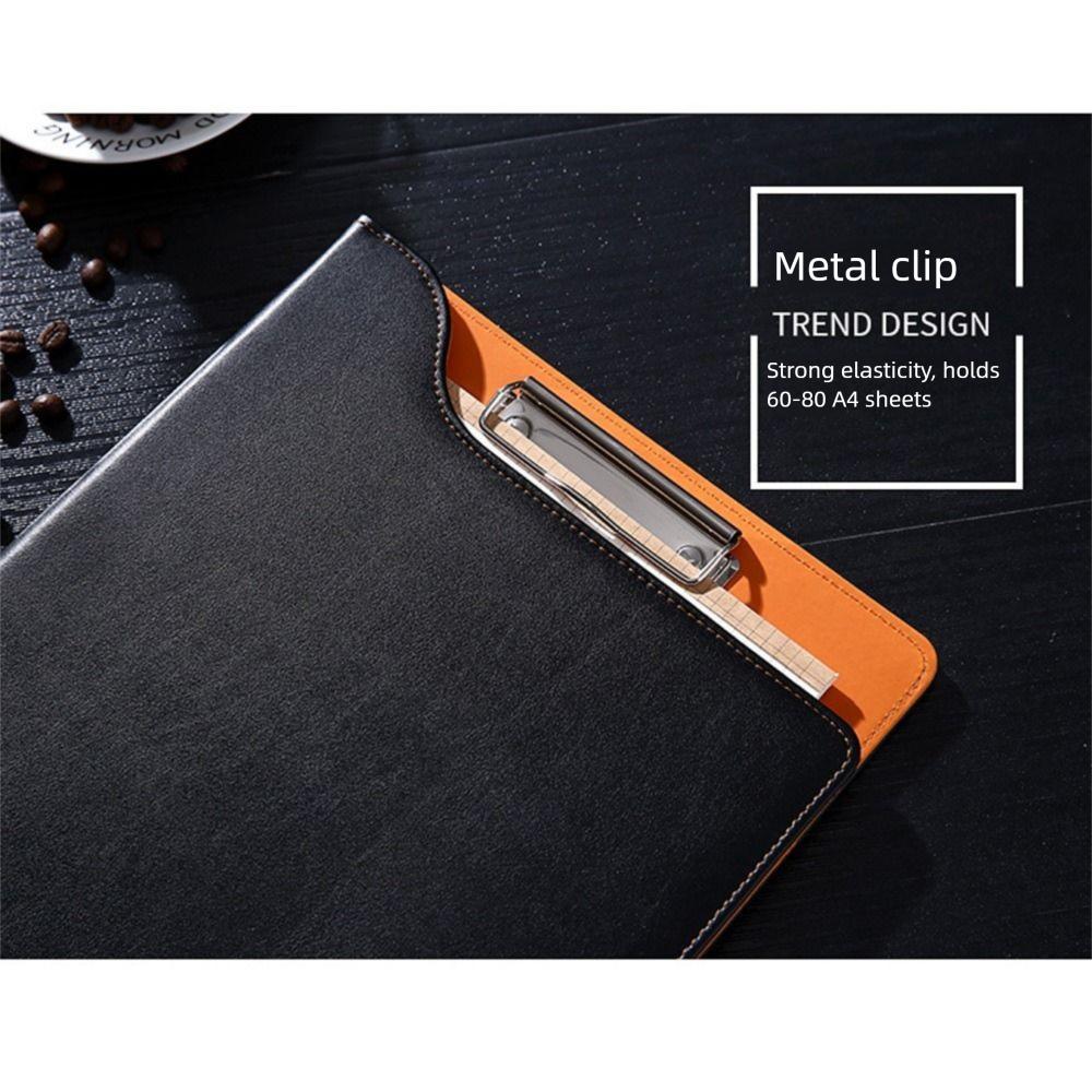 With Cover PU Leather Writing Clip Metal Board Clip Document Organizer  Office