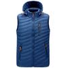 Men's Hooded Cotton-Padded Vest with Zipper Pockets for Autumn & Winter