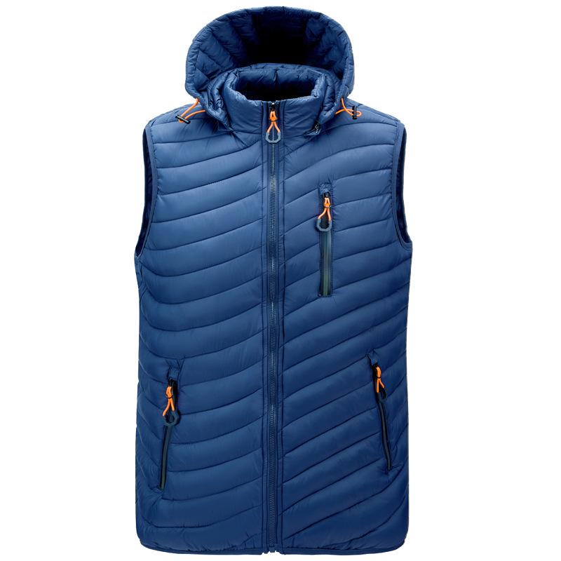 

Men s Hooded Cotton-Padded Vest with Zipper Pockets for Autumn & Winter L