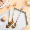 Stainless Steel Japanese Cherry Blossom Spoon Exquisite Dessert Long Handled Ice Spoon Household Bird'S Nest Mixing Spoon