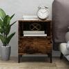 Bedside Table - Maison Exclusive - Smoked Oak - 1 Drawer & 1 Compartment - Industrial 40x35x50 Cm