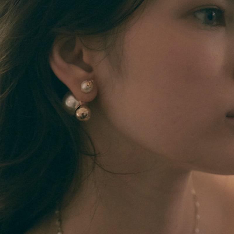 Of Lavishe Multiway Gold Ball Pearl Earrings Set_LSE24F002