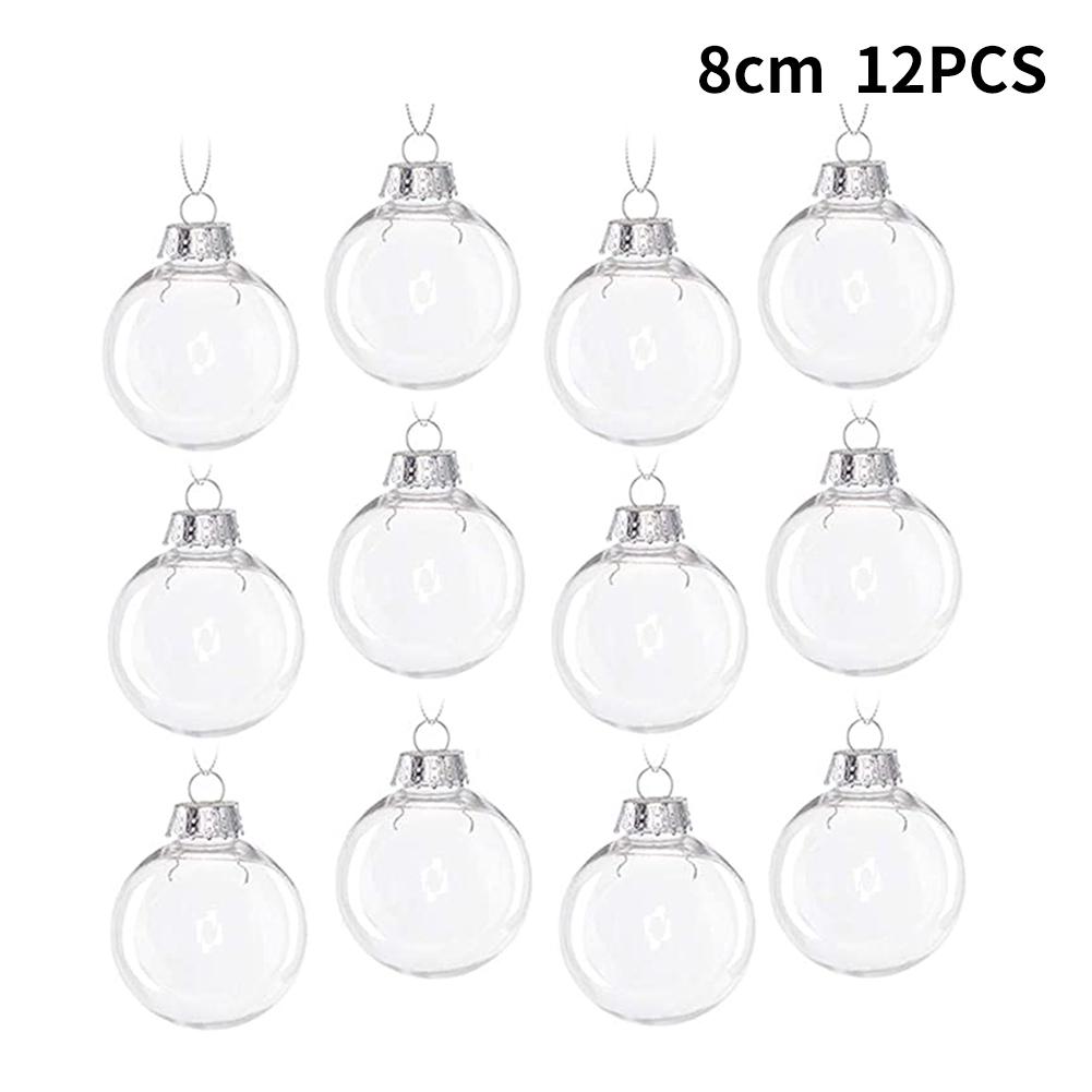 Ornament Brad de Crăciun DIY Decor Globuri Transparente din Plastic Set de 12