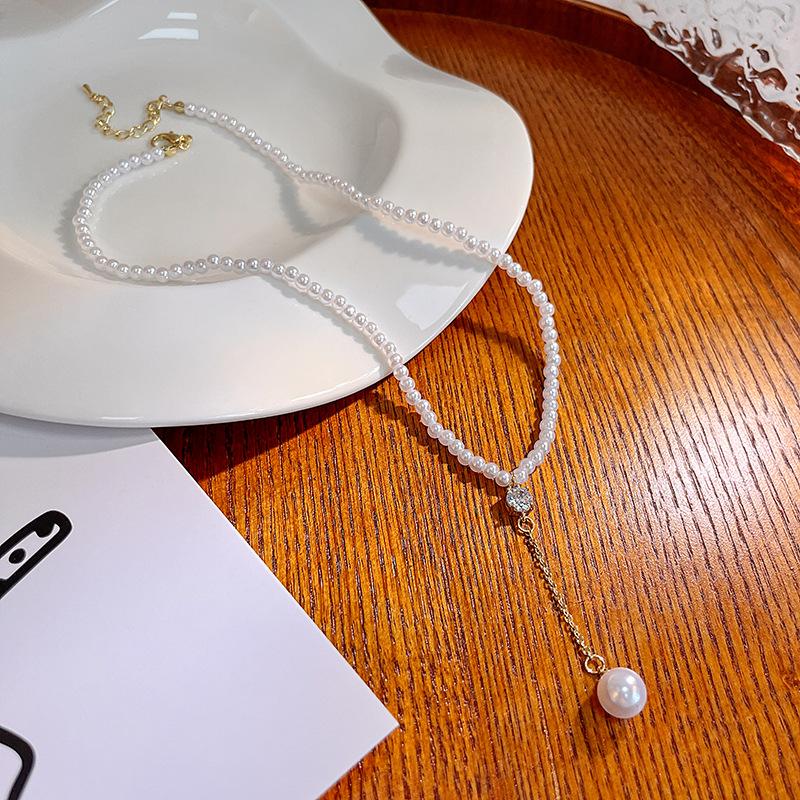 Дворцовый стиль Кисточка Супер Фея Бант Жемчуг Супер Блеск Цепочка для свитера Милый Двойной кулон Девушка Жемчужная цепочка