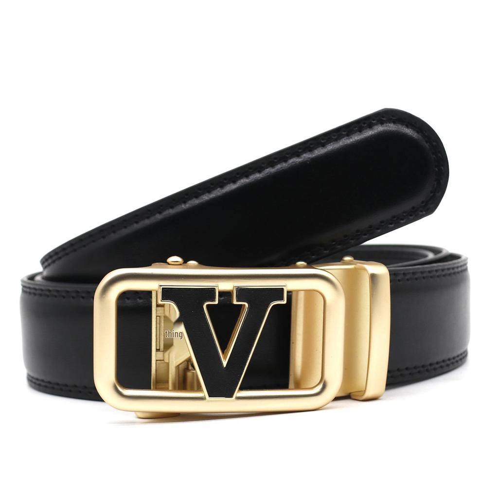 Špičkový pánský kožený pásek s automatickou přezkou z hovězí kůže - Všestranný módní doplněk