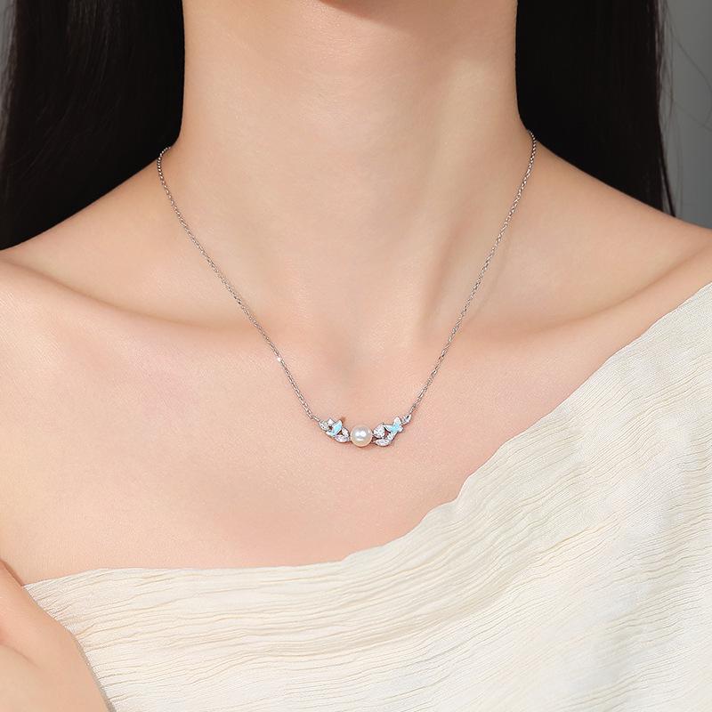 Luminous Enamel Butterfly Necklace - Light Luxury Design for Women, Versatile Qixi Clavicle Chain