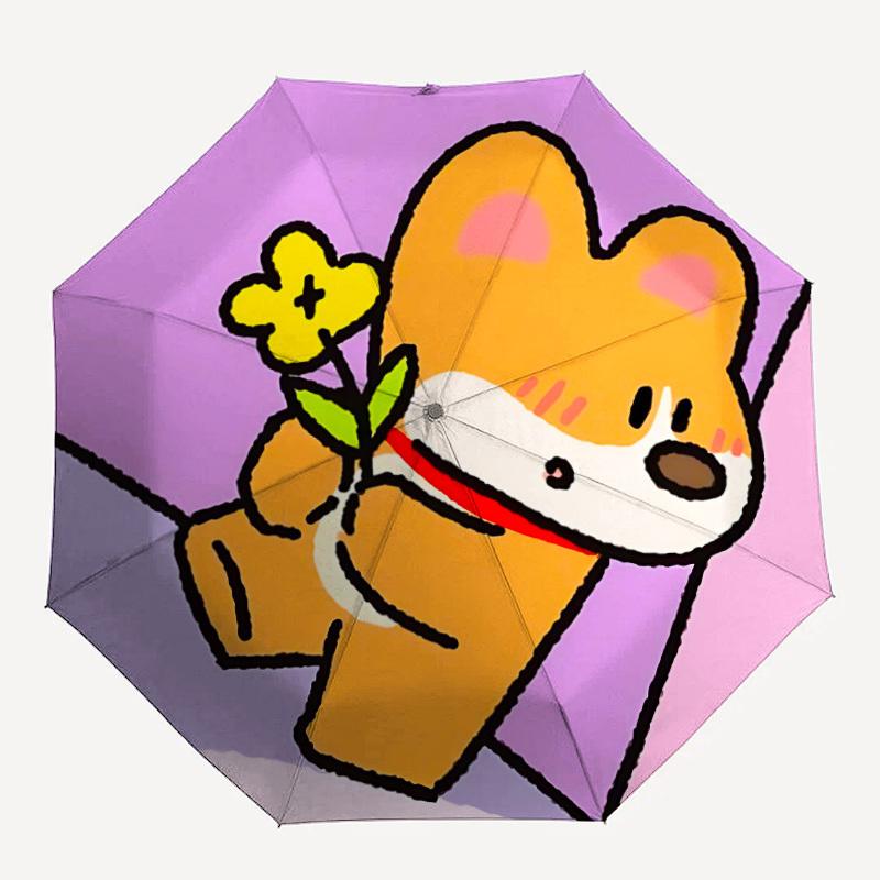 

1pc Flower Cartoon Adventure Auto Open/close, 8-Rib Iron Frame, Compact Folding Cute Umbrella All-Season Portable Umbrella for Travel0104008