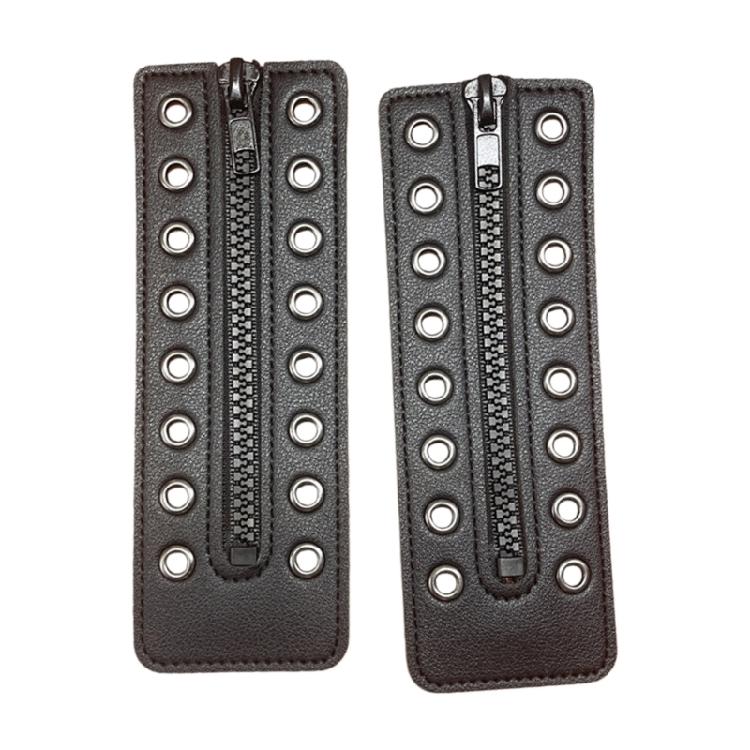 Waterproof PU Leather Shoelace Zippered Closure Replacement with 8 Holes for Men Women Boot Footwear Accessories
