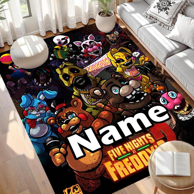 Custom Name Personalized Five Nights at Freddy's Print Carpet, Versatile Home Decor Rug, for Playroom, Apartment, Balcony, Entryway, Hallway Gift
