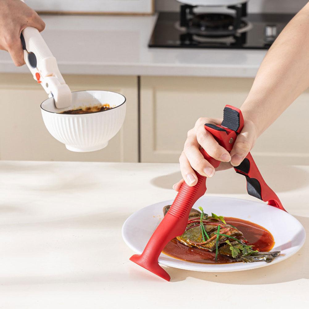 2PCS 3 In 1 Anti Scalding Clip Silicone Handle Heat-Resistant Bottle Opener Thickened Ergonomic Dish Lifter Clamp Frying Pans