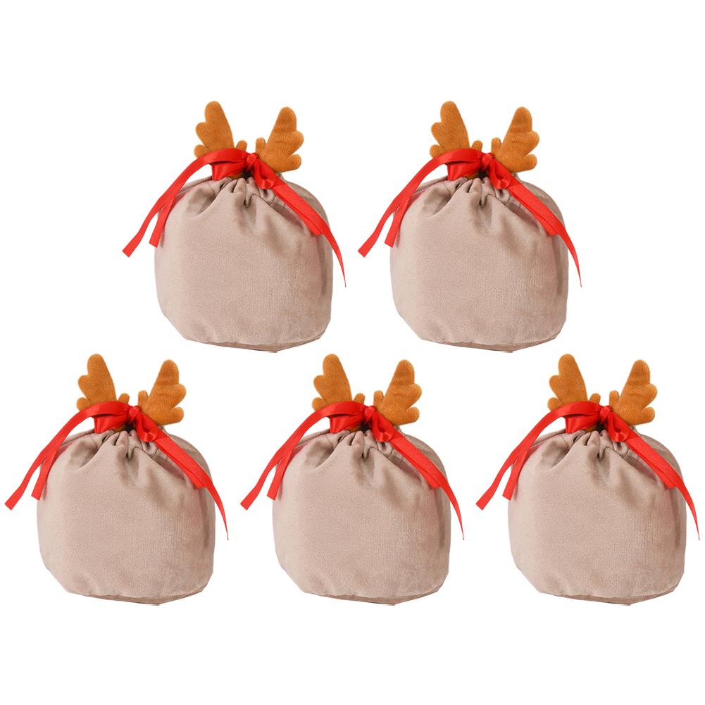 Christmas Candy Bags Santa Present Bags Velvet Deer Bags Decorative Charm