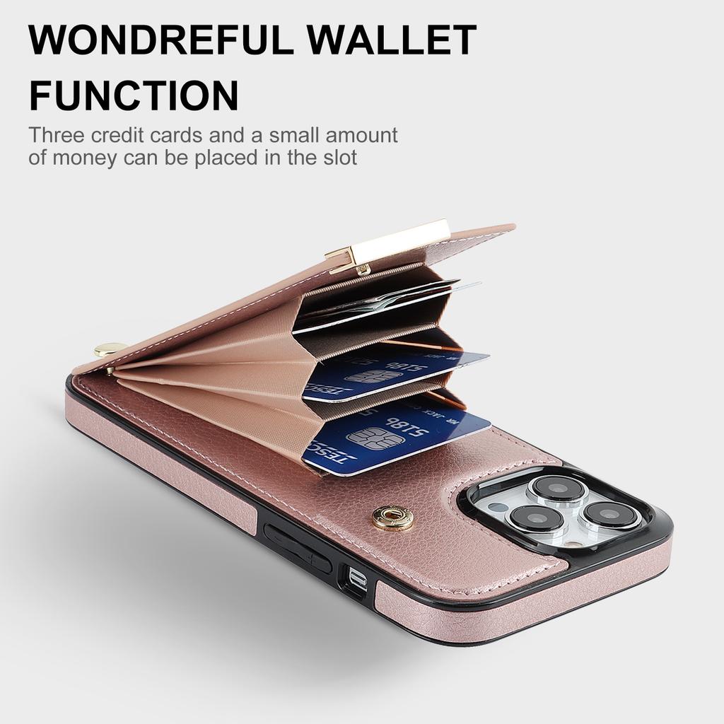 For iPhone 13 Pro Max Case Phone Cover TPU+PU Leather+Metal Shell with Card Holder