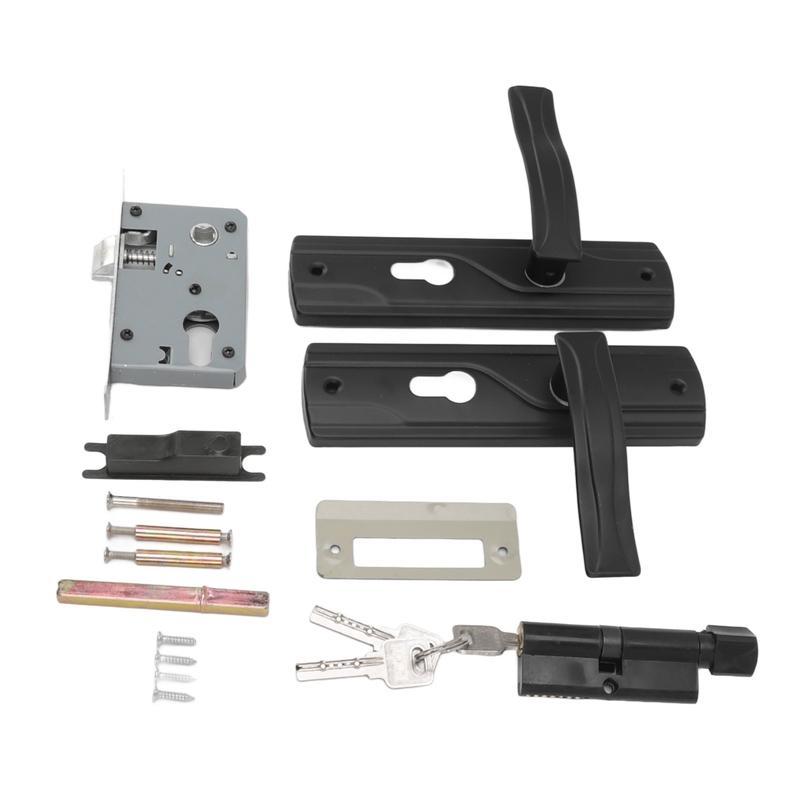 Door Handle Lock Manganese Steel Silent Bearing Universal Door Lever Lock Set with Keys for Home Bedroom Black Keyed Entry Lock