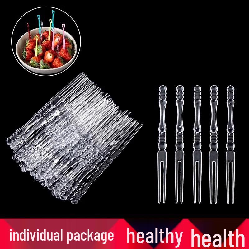 High-End Clear Plastic Disposable Fruit & Cake Forks - Individually Wrapped Skewers