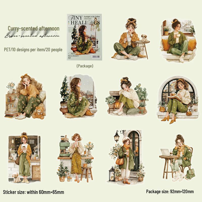 

Yi Niao Sui Nuan Chang An Series PET Sticker Pack: 6 Styles of Landscaping and Character Collage for Journal Decoration
