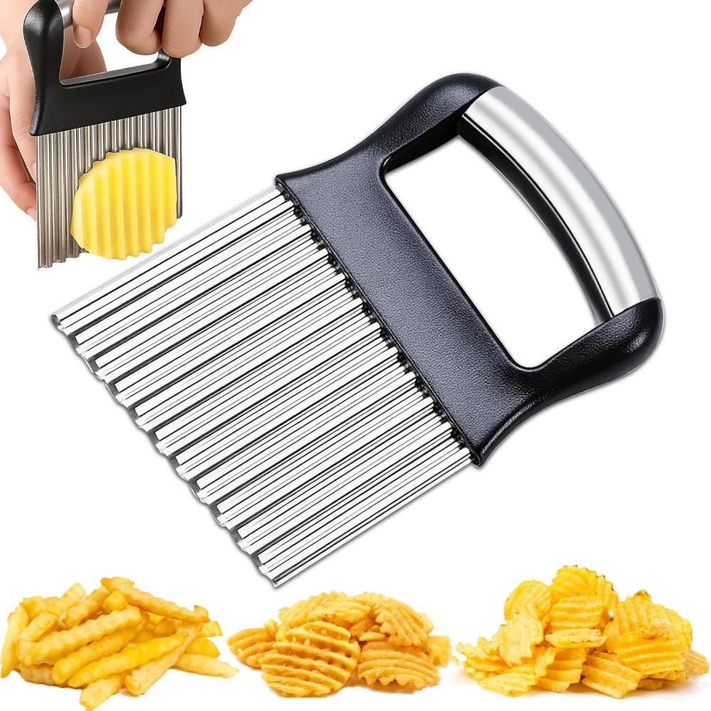 Stainless Steel Crinkle Cutter Manual Wavy Chopper Multifunctional Potato Slicer  Vegetable