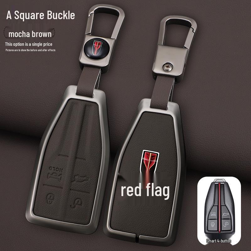 Echtes Leder Schlüsselanhänger für Hongqi H5, FAW HS5, HS7, H9 - High-End Schnallendesign