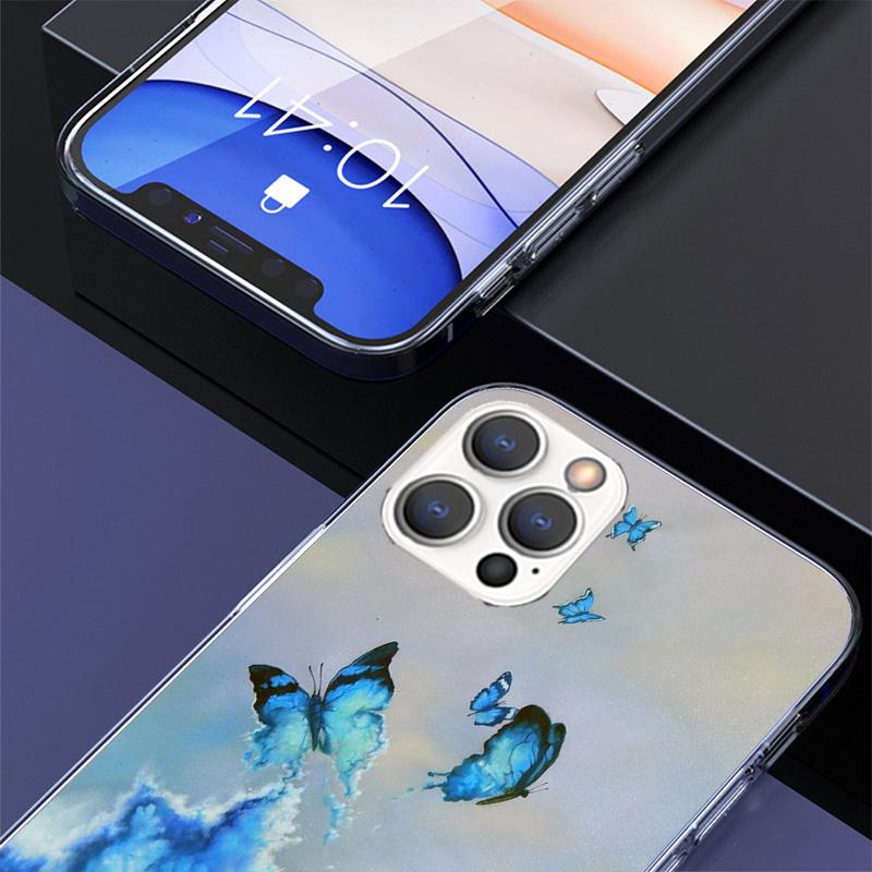 Blue Butterfly Beautiful Wing Phnoe Case for Iphone 17 Air 16 16E 11 12 13 Mini 14 Plus 15 Pro Max 7 8 + SE 2020 Phone Cover Coq
