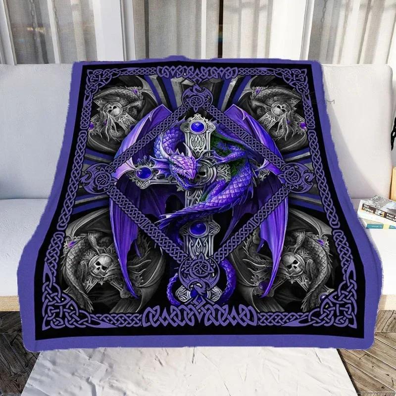 Cartoon Dragon Art Throw Blanket Super Soft Flannel Couch Cover Cozy Animal Pattern for Mattress Sheet