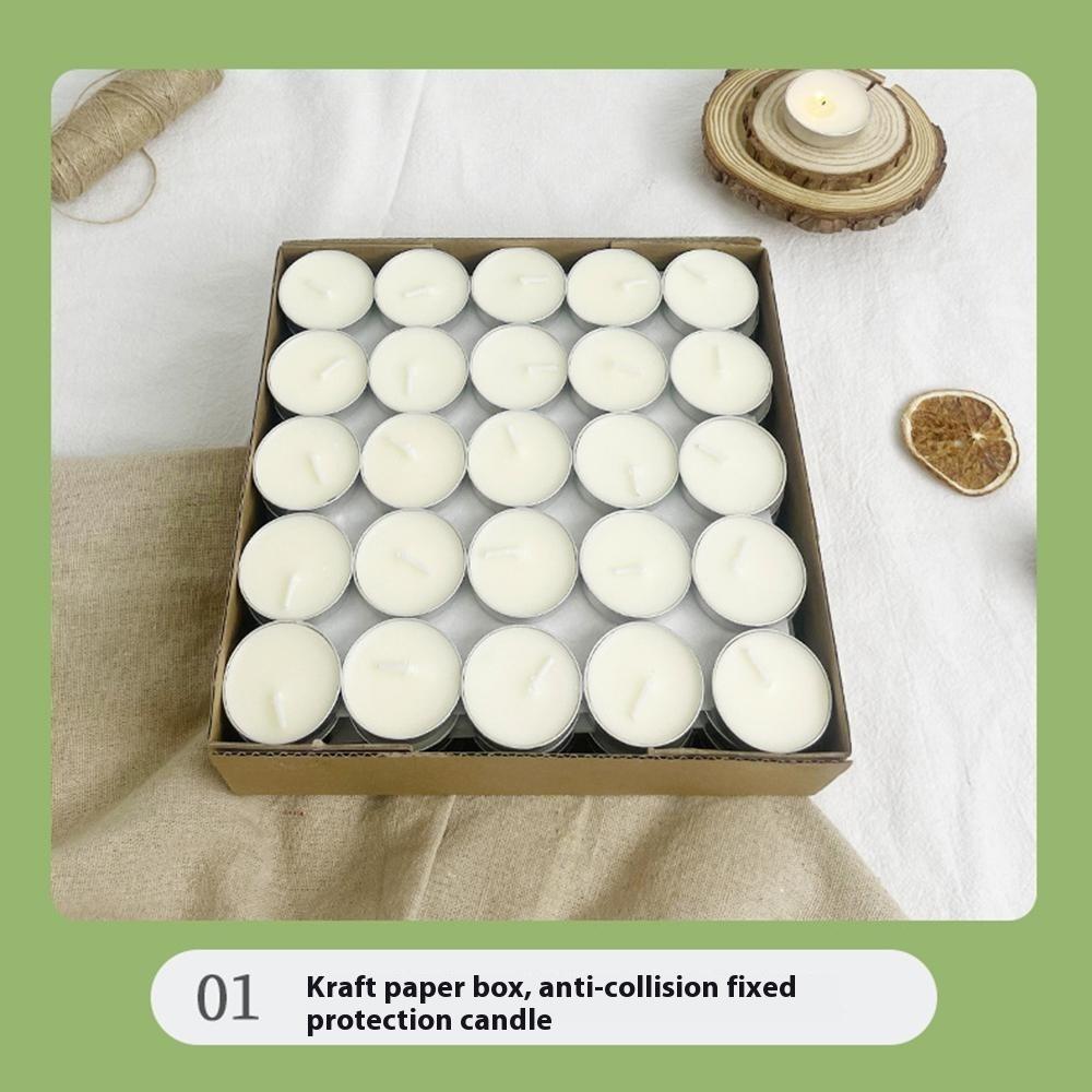 100Pcs Unscented Candles Smokeless 4-Hour Burn Time Round Candles with Aluminum Cup