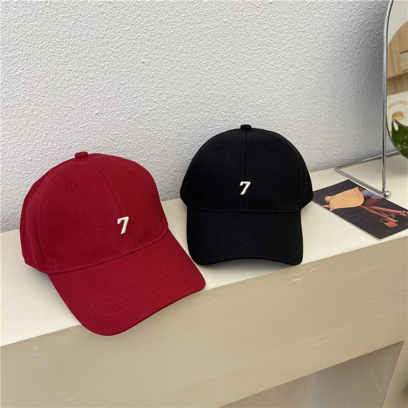 Korean Style Number 7 Embroidery Deep Top Baseball Cap With Wide Brim For Sun Protection And Breathability