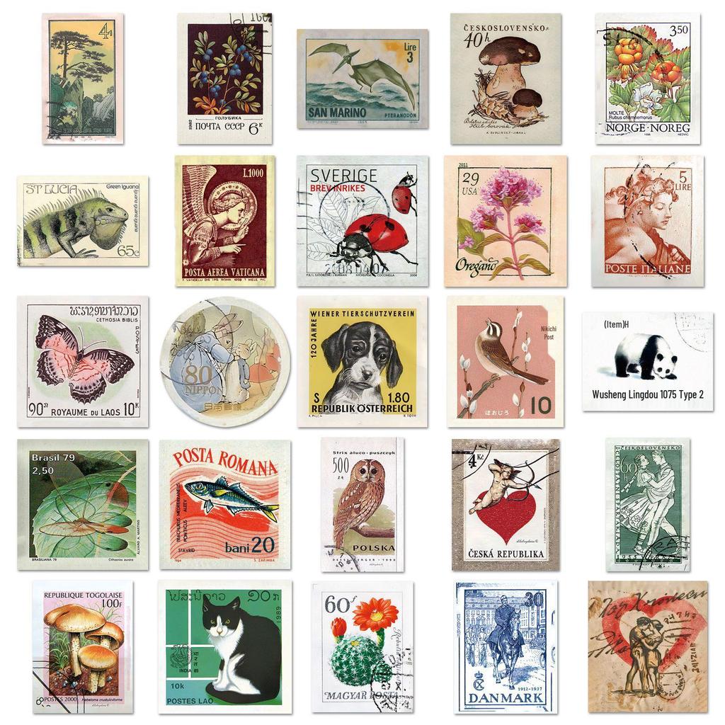 Valizler, Kulaklıklar, Gitarlar, Masaüstleri için 50 Retro Klasik Nostaljik Dekoratif Çıkartma