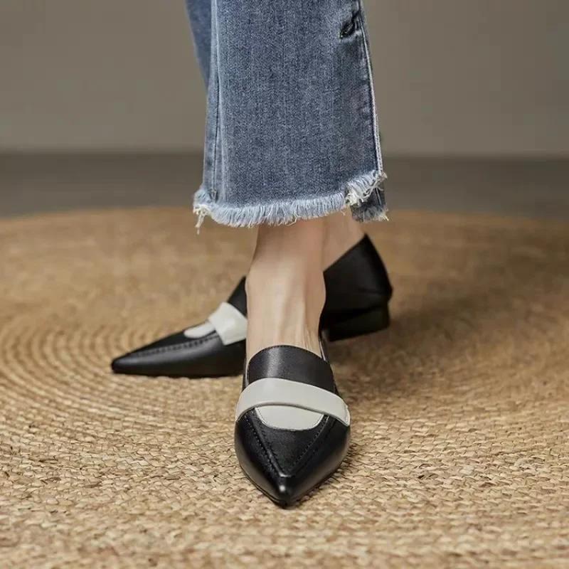 Women Flat Shoes Pointed Toe Low-heeled Loafers Fashion Designer Trendy New Soft-soled Elegant Dress High-heeled Shoes
