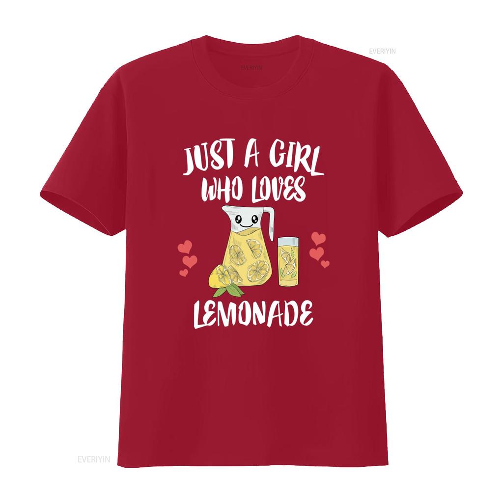Just A Girl Who Loves Lemonade Drink Lover Cute Cartoon Design Suitable for Childrens Summer Short sleeved Top