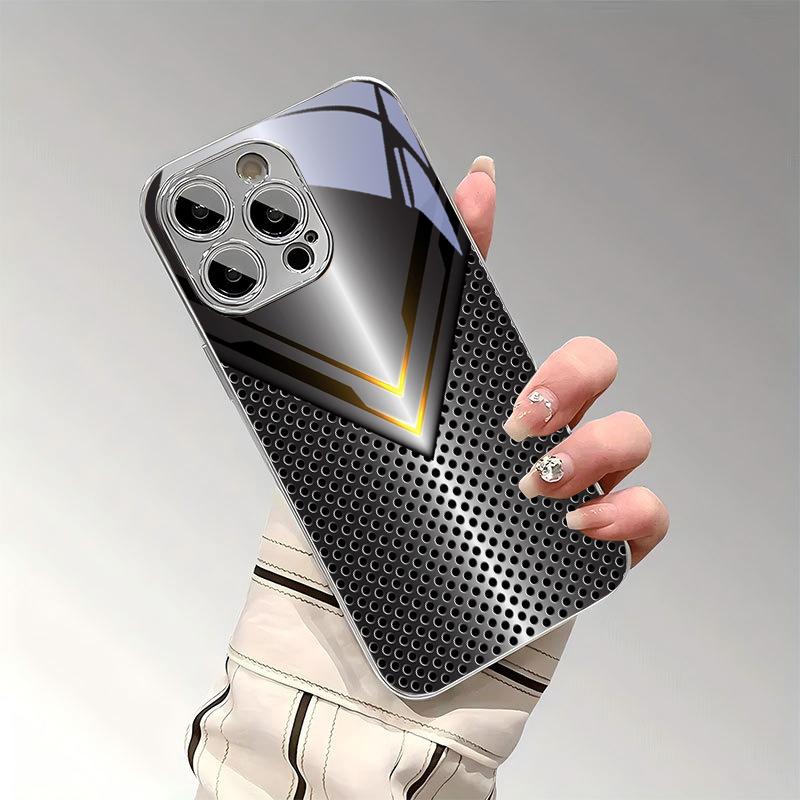 V-shaped Honeycomb Electroplated Silver Phone Case For iPhone 17Air 17 16 15 14 13 12 11 Pro Max Plus 16E XR 7 8 Xs Glass Cover