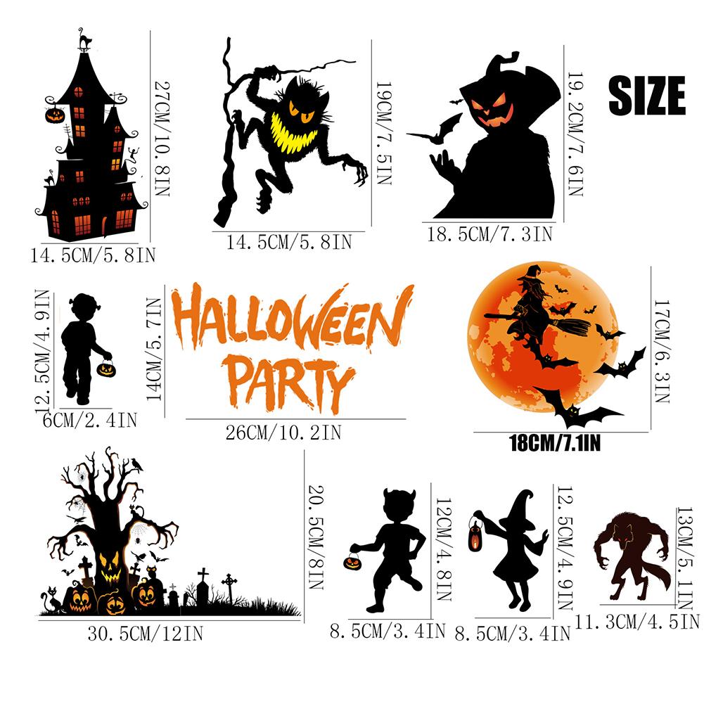9 Sheets 72pcs Halloween Window Stickers Decals Halloween Decorations For Home Indoor Window Glass Door Wall Decor